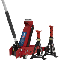 Sealey Trolley Jack 3 Tonne Standard Chassis with AXLe Stands (Pair) 3tonne Capa