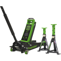 Sealey Trolley Jack 3tonne & AXLe Stands (Pair) 3tonne per Stand Combo