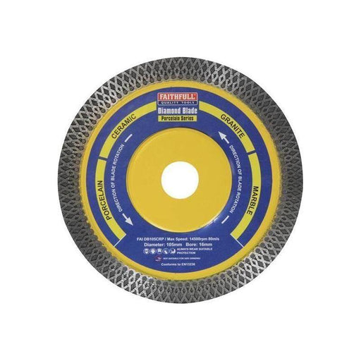 Faithfull Porcelain Diamond Blade 105 x 16mm Faithfull - Town Tools