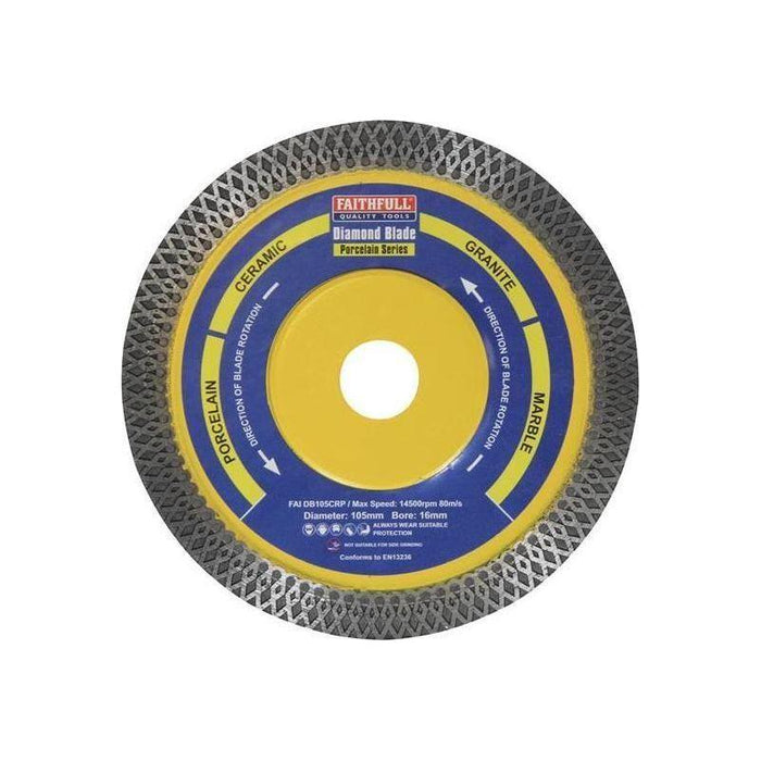 Faithfull Porcelain Diamond Blade 105 x 16mm Faithfull - Town Tools