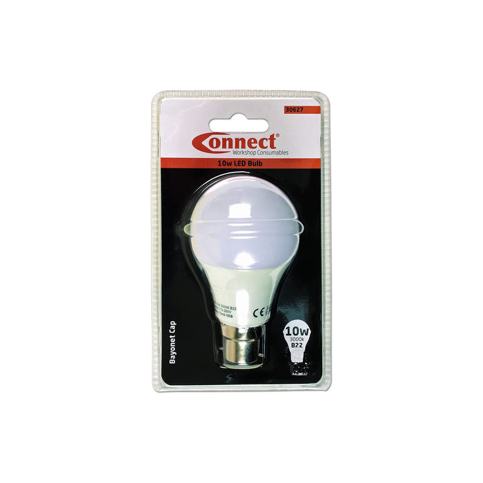 Connect 10W LED Bulb 3000K B22 Bayonet Fitting Warm White 1pc 30627 Tool Connection - Town Tools 