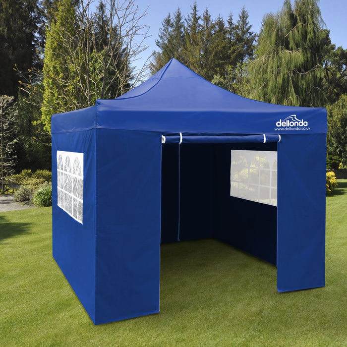 Dellonda 3x3m Pop-Up Gazebo & Side Walls Water Resistant Fabric - Blue