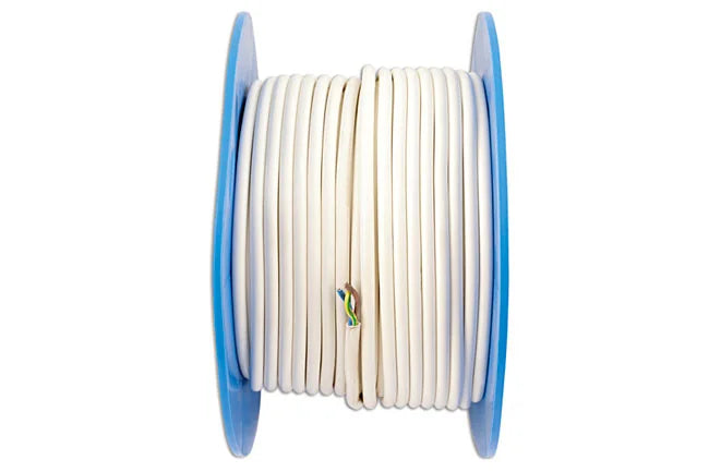 Connect White 3 Core Mains Cable 15A 50m - CPL