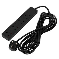 Draper 4 Way Black Extension Lead, 5m - EL45N13AB