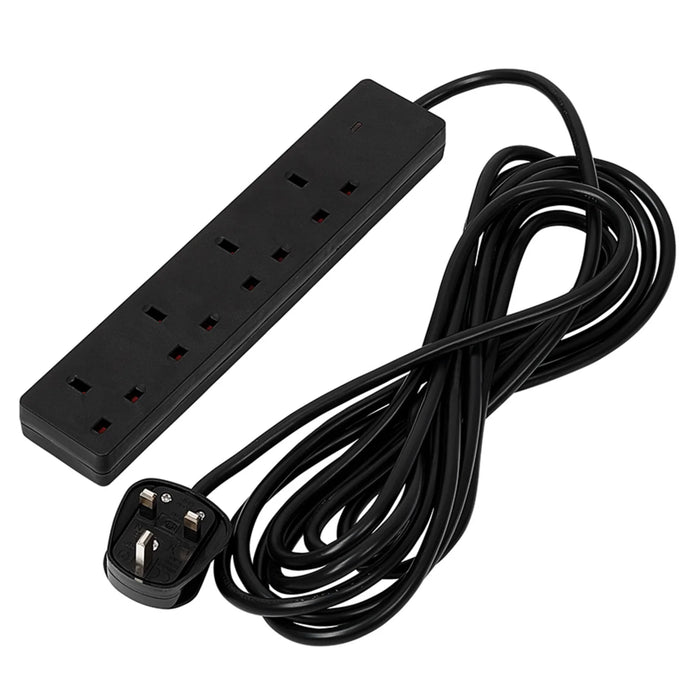Draper 4 Way Black Extension Lead, 5m - EL45N13AB