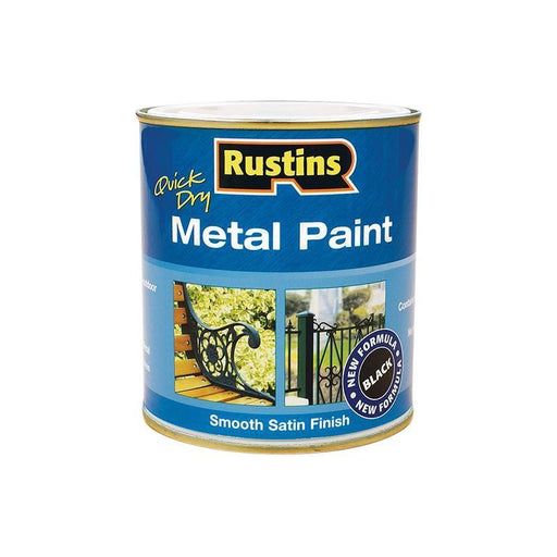 Rustins Quick Drying Metal Paint Smooth Satin Black 1 Litre Rustins - Town Tools
