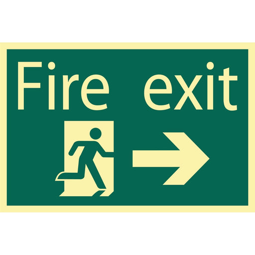 Draper Glow In The Dark 'Fire Exit Arrow Right' Safety Sign 72662 Draper - Town Tools 