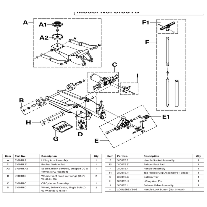 Sealey Oil Cylinder Assembly