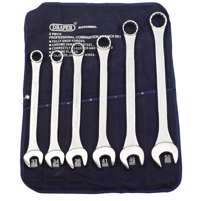 Draper Heavy Duty Long Pattern Metric Combination Spanner Set (6 Piece)