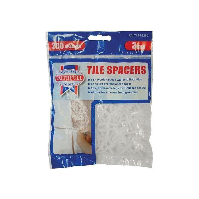 Faithfull Tile Spacer Long Leg 3mm (Bag 250) Faithfull - Town Tools