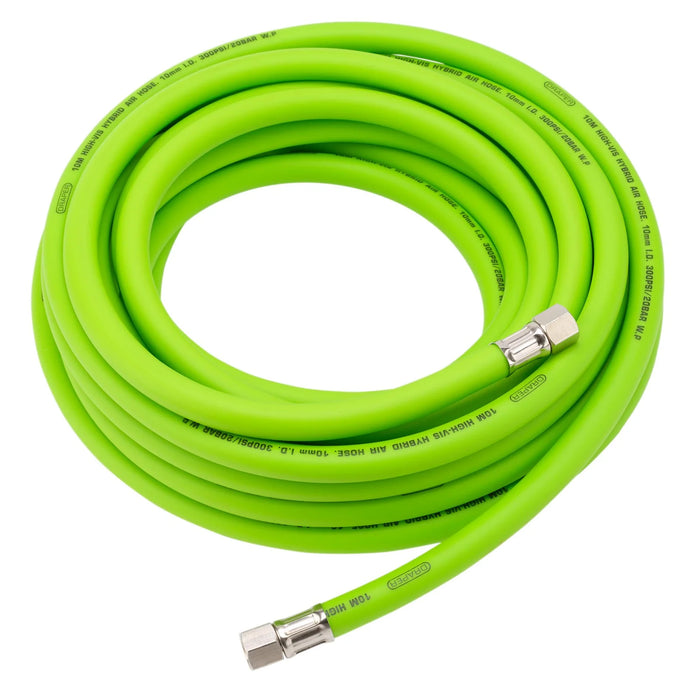 Draper High Visibility Hybrid Air Hose, 10m x , 1/4" BSP, Green 8-10mm