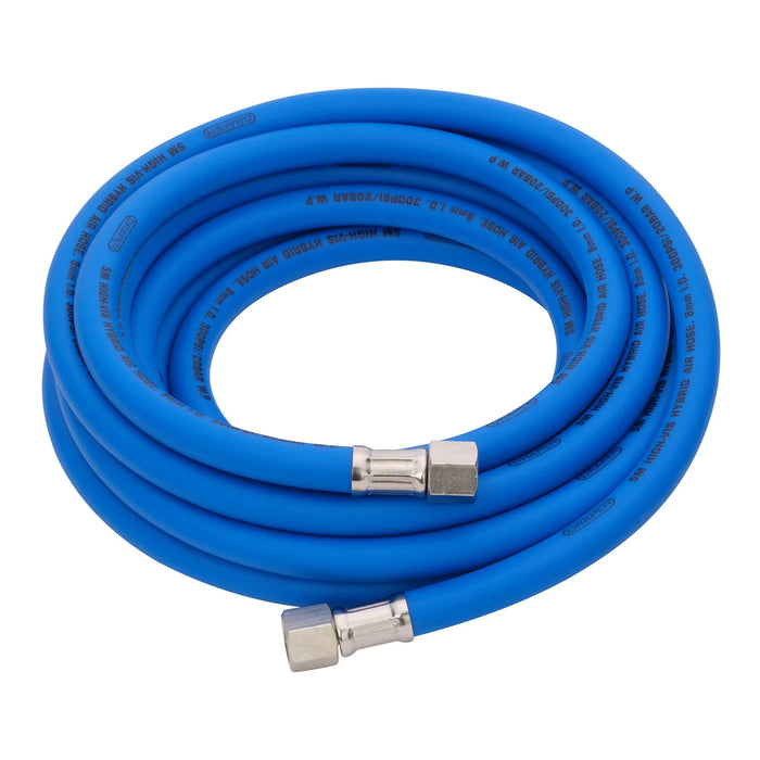Draper High Visibility Hybrid Air Hose, 5m x , 1/4" BSP, Blue 8-10mm