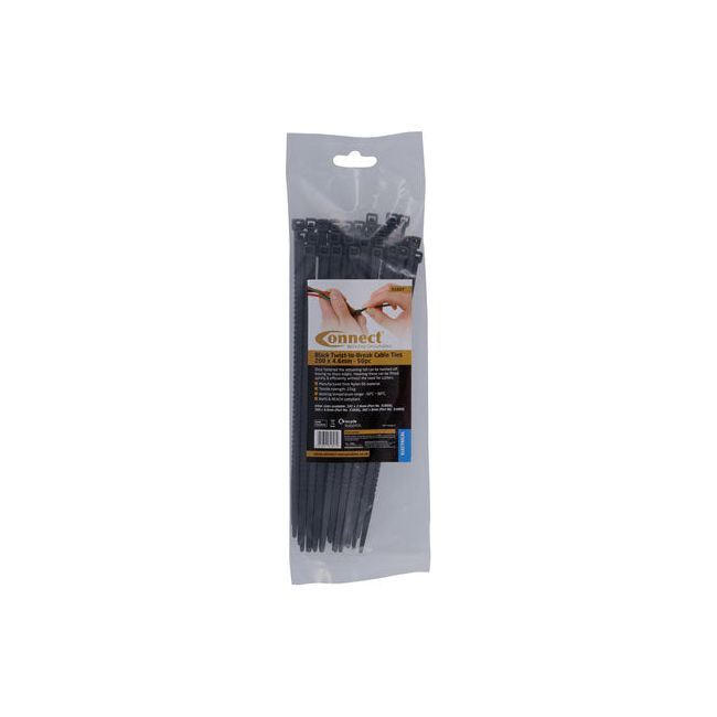 Connect Black Twist-to-Break Cable Tie 200mm x 4.6mm 50pc Connect - Town Tools