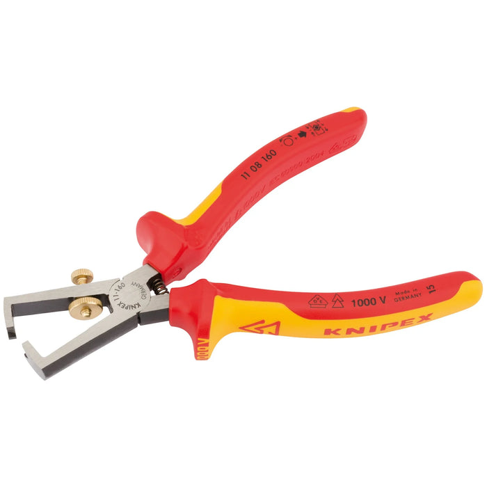 KNIPEX 11 08 160UKSBE VDE Insulation Stripper, 160mm - 11 08 160 UKSBE