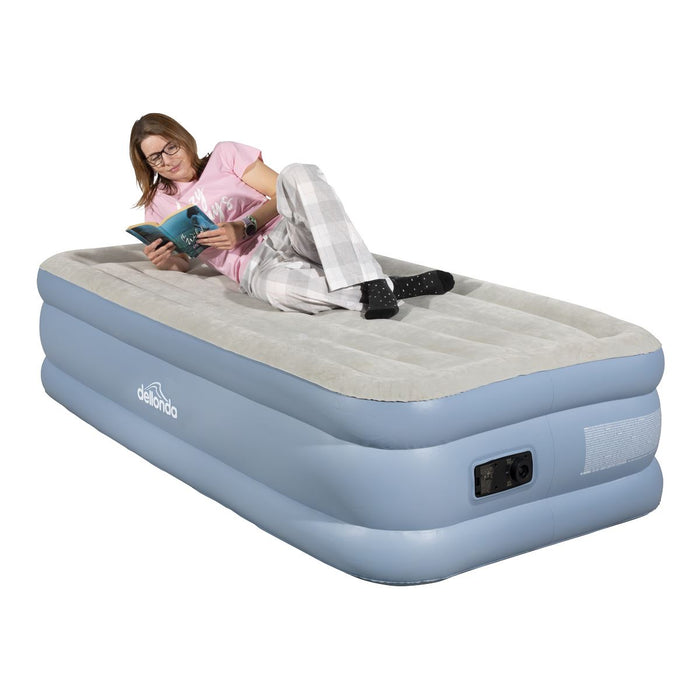 Dellonda Raised Air Bed with Built-in Electric Pump & Storage Bag - Single