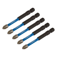 Draper Expert Cross Slot/PH Type Impact Screwdriver Bits, No.2 x 75mm, 1/4" Hex
