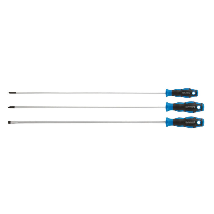 Draper Extra Long Reach Soft Grip Screwdriver Set, 450mm (3 Piece) - 865/3