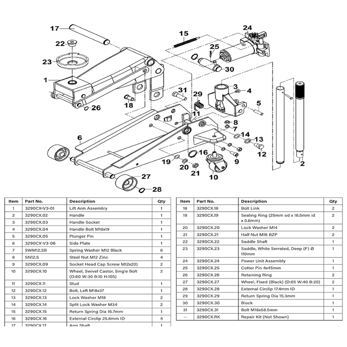 Sealey Lift Arm Assembly