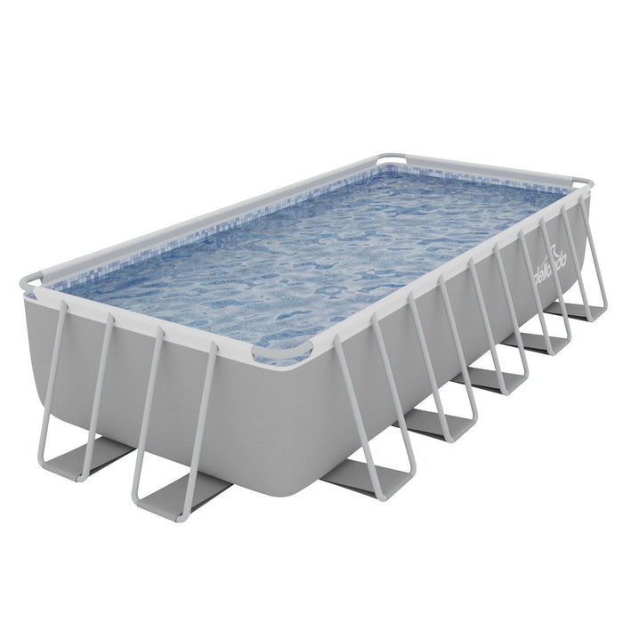 Dellonda Steel Frame Rectangular Swimming Pool - Step Ladder & Filter Pump 21ft