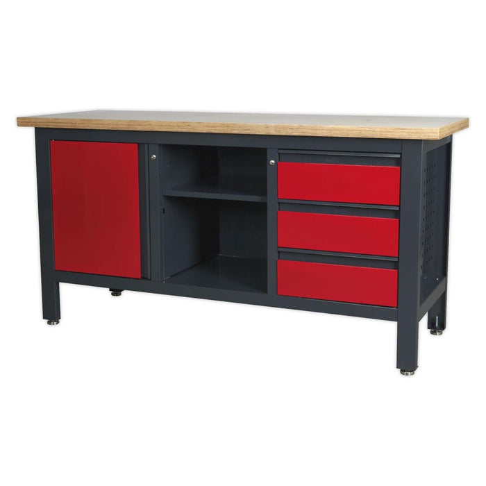 Sealey Workstation with 3 Drawers 1 Cupboard & Open Storage AP1905B Sealey - Town Tools 