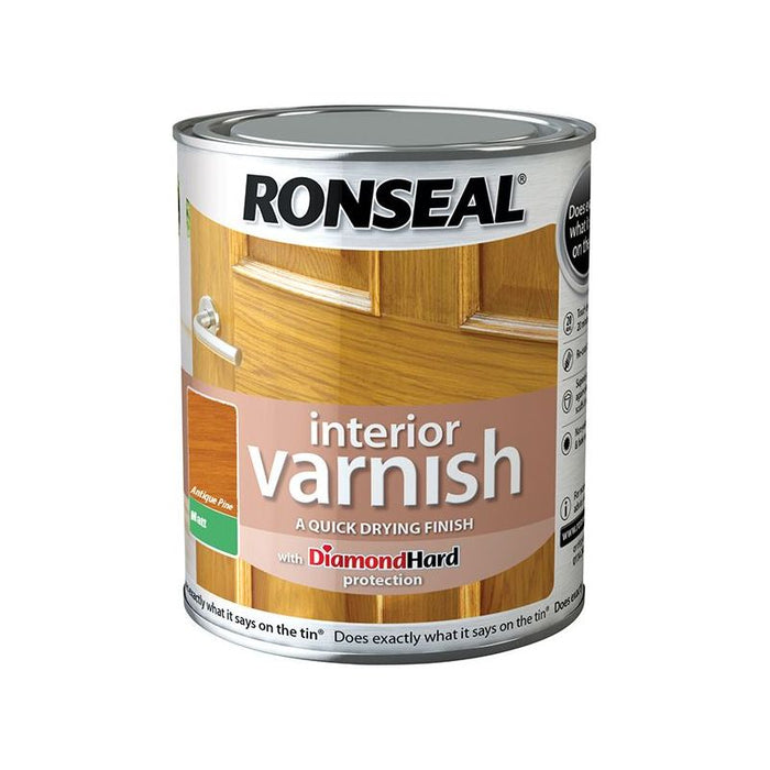 Ronseal Interior Varnish Quick Dry Matt Antique Pine 750ml Ronseal - Town Tools