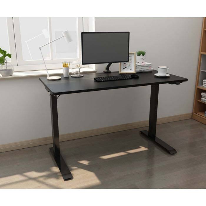 Dellonda Single Motor Adjustable-Height Electric Sit/Stand Desk - Black Desktop