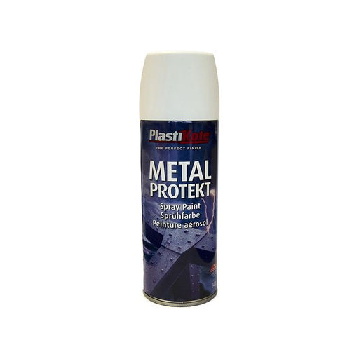 Plastikote Metal Protekt Spray Satin White 400ml PlastiKote - Town Tools
