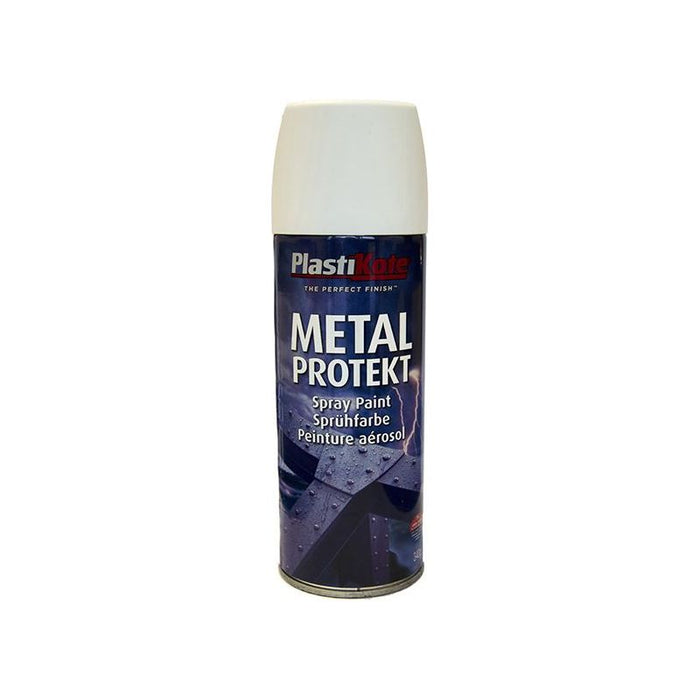 Plastikote Metal Protekt Spray Satin White 400ml PlastiKote - Town Tools