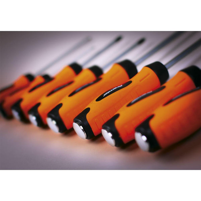 Sealey Screwdriver Set 8pc Hammer-Thru Hi-Vis Orange HV004 Sealey - Town Tools 