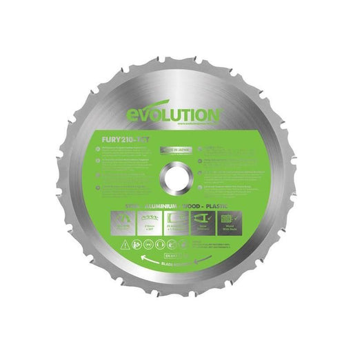 Evolution FURY® Multi-Purpose TCT Circular Saw Blade 210 x 25.4mm x 20T Evolution - Town Tools
