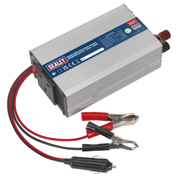 Sealey Power Inverter Pure Sine Wave 300W 12V DC 230V ~ 50Hz PSI300 Sealey - Town Tools 