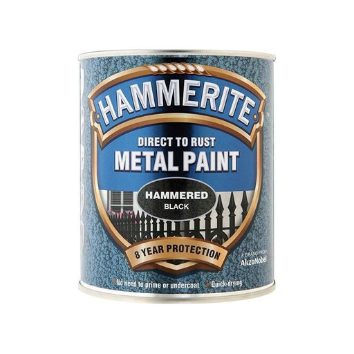 Hammerite Direct to Rust Hammered Finish Metal Paint Black 750ml Hammerite - Town Tools