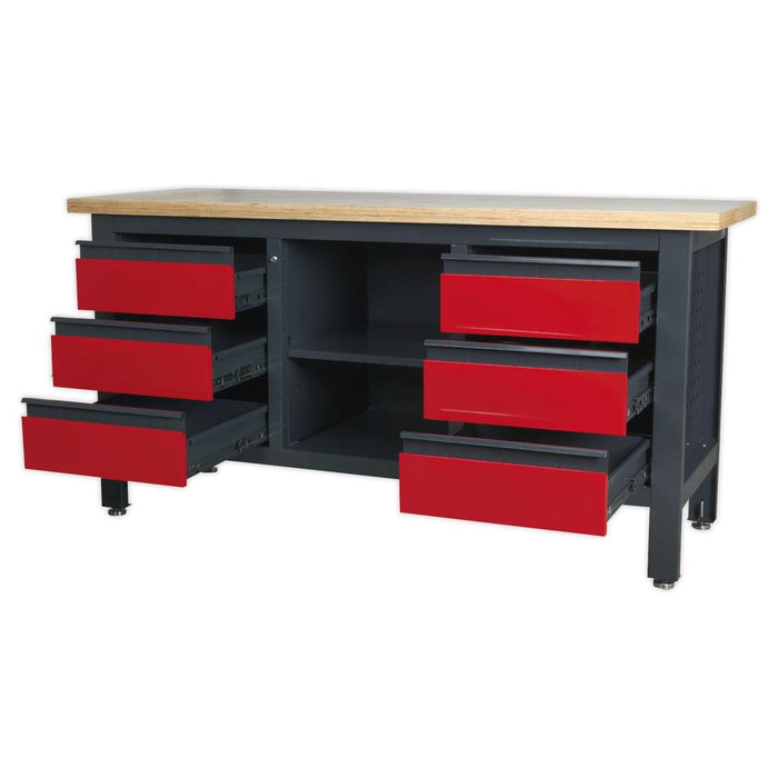 Sealey Workstation with 6 Drawers & Open Storage AP1905D Sealey - Town Tools 