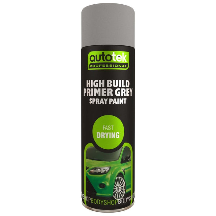 Autotek Grey High Build Primer 500ml Spray On Paint Aerosol High Coverage