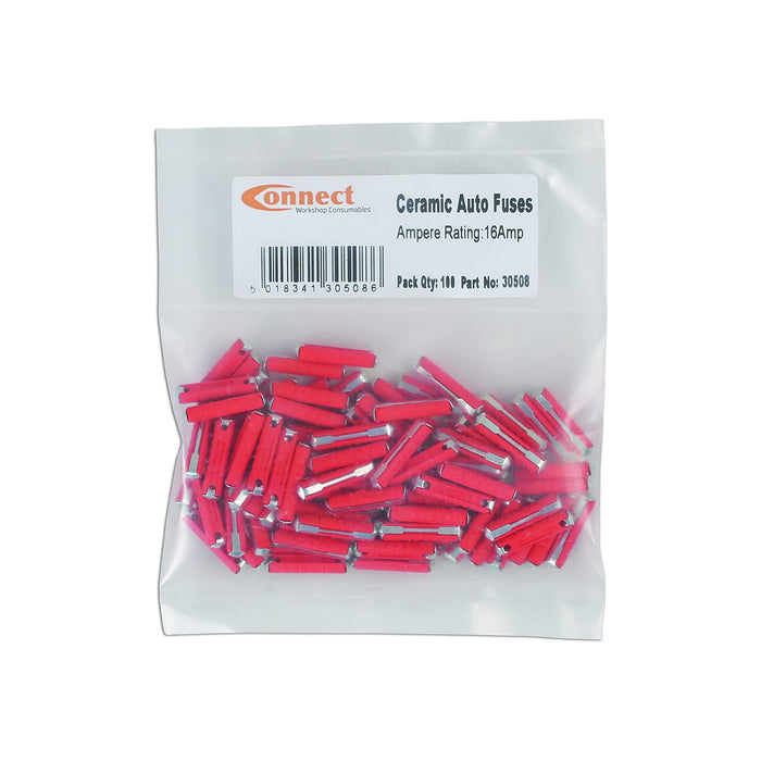 Connect Continental Auto Fuses 16A, Red 100pc 30508