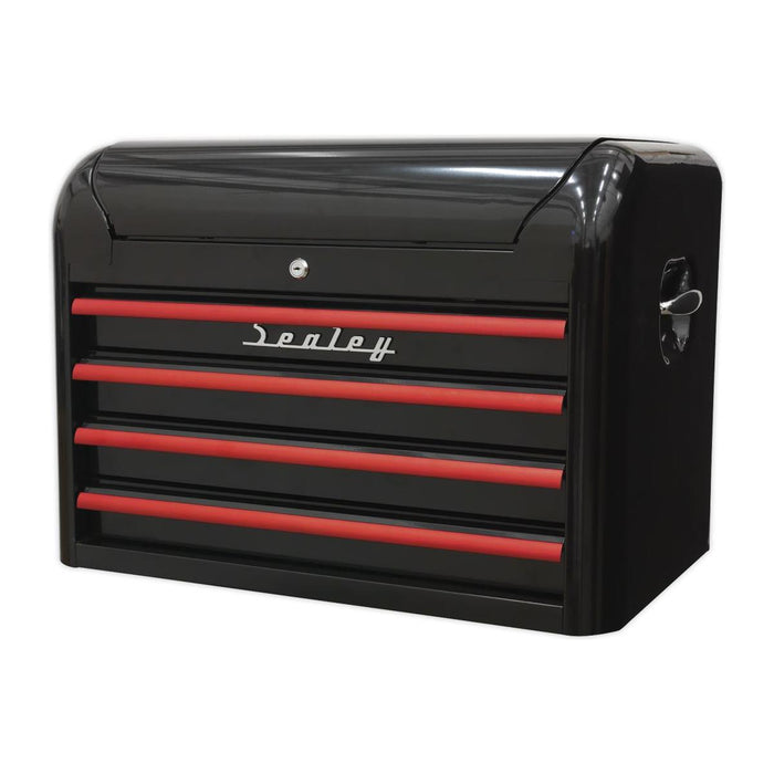 Sealey Topchest 4 Drawer Retro Style Black with Red Anodised Drawer Pulls Sealey - Town Tools 