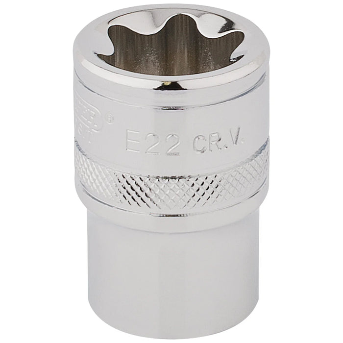 Draper Expert TX-STAR® Socket, 1/2" Sq. Dr., E22 - TS12/B