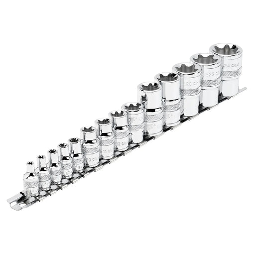 Draper Expert TX-STAR® Socket Set on Rail, 1/4", 3/8" & 1/2" Sq. Dr. (14 Piece) - image 1