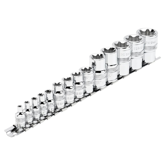 Draper Expert TX-STAR® Socket Set on Rail, 1/4", 3/8" & 1/2" Sq. Dr. (14 Piece)