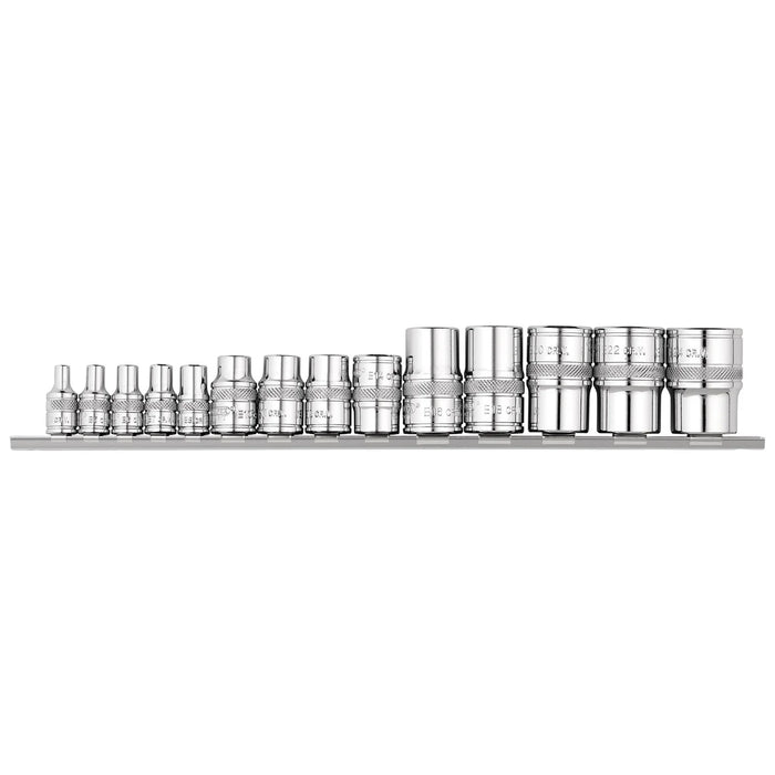 Draper Expert TX-STAR® Socket Set on Rail, 1/4", 3/8" & 1/2" Sq. Dr. (14 Piece)