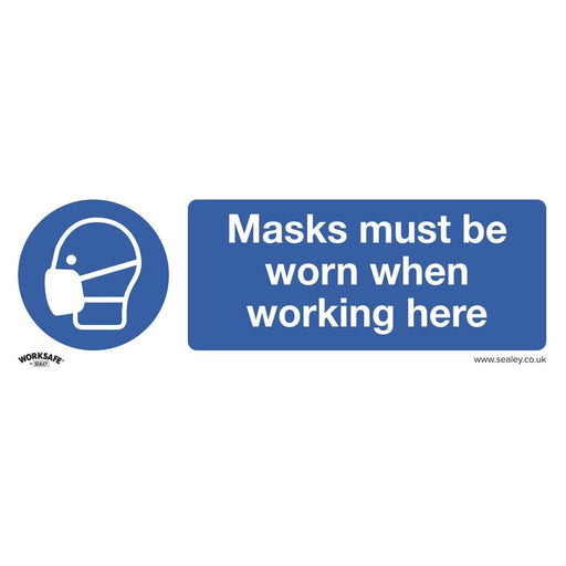 Sealey Mandatory Safety Sign Masks Must Be Worn Rigid Plastic Pack of 10 Sealey - Town Tools 