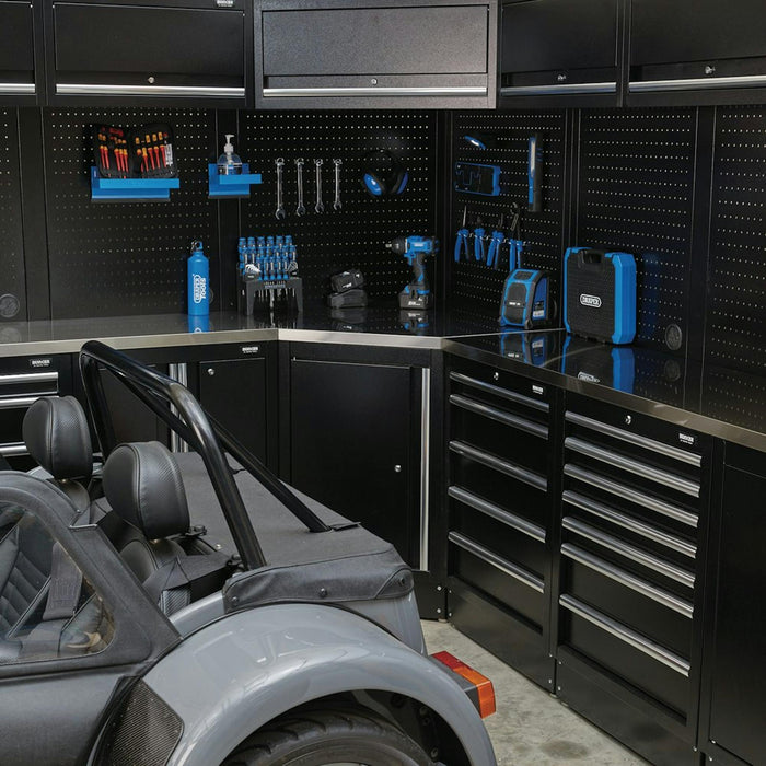 Draper BUNKER Modular Stainless Steel Worktop for Corner Cabinet, 865mm
