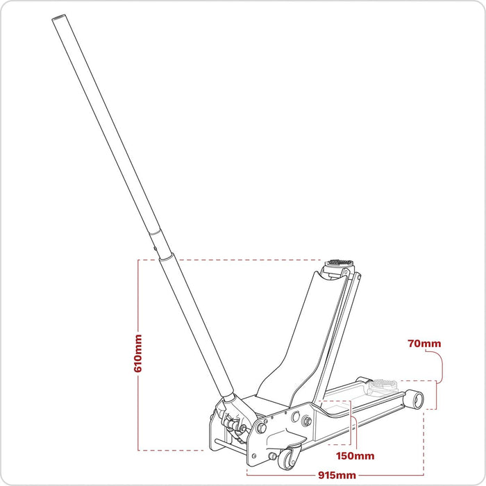 Sealey Low Profile Rocket Lift Trolley Jack 1.5 Tonne 1500SLR Sealey - Town Tools 