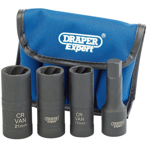 Draper Wheel Nut Double Impact Socket Kit, 1/2" Sq. Dr. (4 Piece) 09539 Draper - Town Tools 