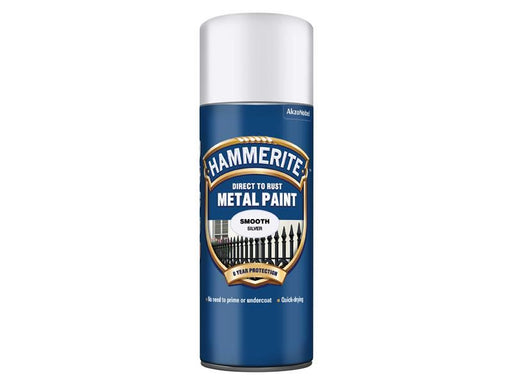 Hammerite Direct to Rust Smooth Finish Aerosol Silver 400ml Hammerite - Town Tools
