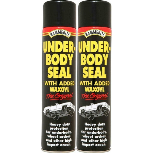 2 x Hammerite Underbody Seal With Waxoyl 600ml Black Underseal Aerosol Vehicle Hammerite - Town Tools 