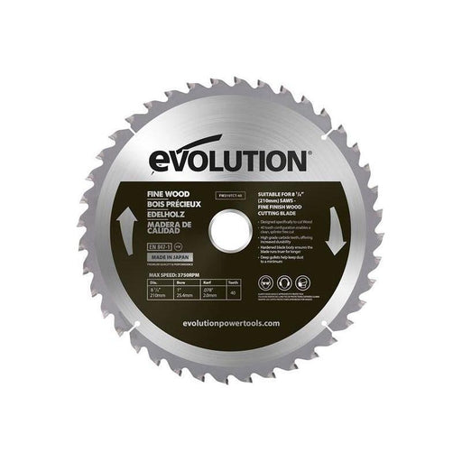 Evolution Fine Wood Mitre/Table Saw Blade 210 x 25.4mm x 40T Evolution - Town Tools