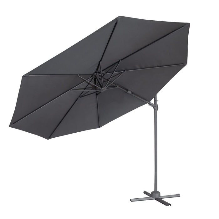 Dellonda Cantilever Parasol with 360 Rotation, Tilt & Cover 3m - Grey