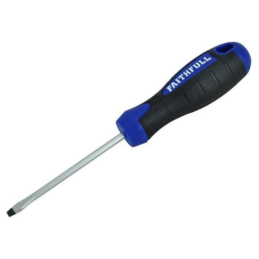 Faithfull Soft Grip Screwdriver Flared Slotted Tip 4.0 x 75mm Faithfull - Town Tools
