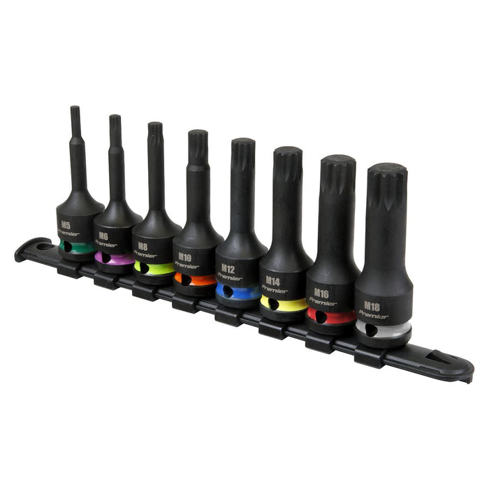 Sealey Premier Premier Spline Impact Socket Bit Set 1/2"Sq Drive 8pc AK56004 Sealey Premier - Town Tools 